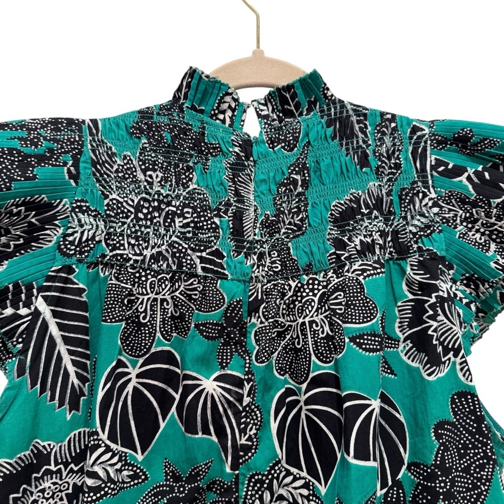 Love the Label Mini Dress Boho Floral Resortwear Preppy Green Black Sz S - Picture 11 of 16